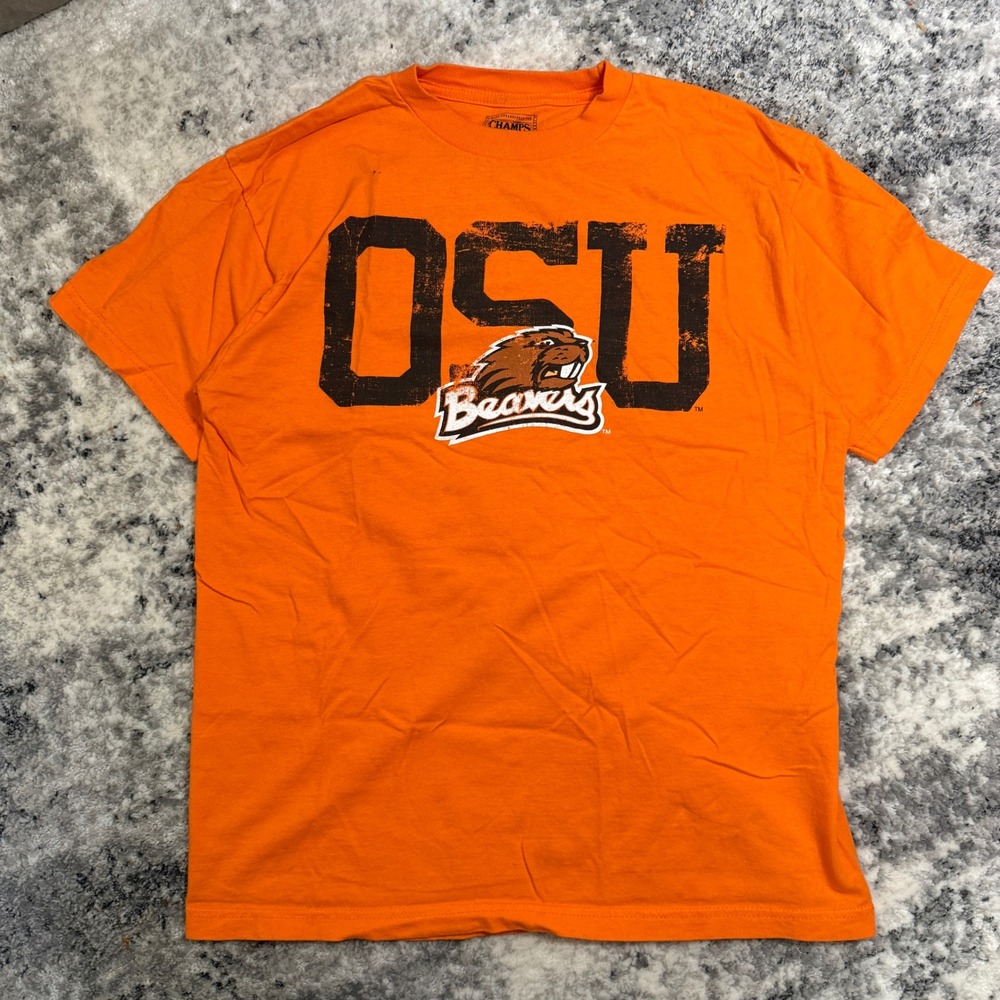 OSU Beavers Orange Champs Sports Team Edition Short Sleeve T Shirt Mens Small‎